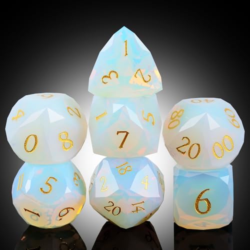 DNDND Opal Multifacted DND Dice Set for Dungeons and Dragons Tabletop Gaming, Collectors | Premium Gift Box & Durable Design (Opal)