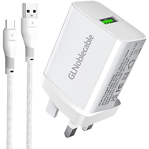 18W USB Charger Plug With Cable for Samsung Galaxy A13 A53 A52 A72 A32 A42 5G A12 A02S A03S A41 A8 2018 M23 A04S,Xiaomi 12 11T Mi 10T,Redmi Note 10 9 11 Pro,Poco M4,Fast Quick Charge 3.0 Power Adapter Cover