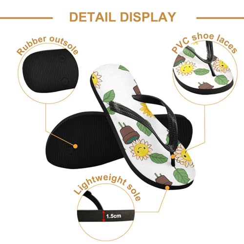 Mens Flip Flops Cute SunflowerSandal Flip Flops for Women Summer Beach Slipper 214B31512