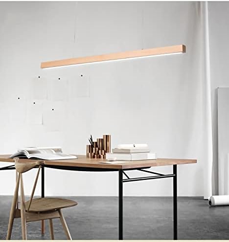 LED Pendelleuchte Holz - Dimmbare Hängeleuchte Mit Fernbedienung, Höhenverstellbar Für Esszimmer, Wohnzimmer & Küche