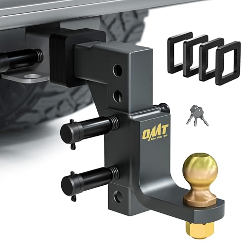 Orion Motor Tech Trailer Hitch Ball Mount Adjustable Tow Hitch for 2 Receiver with 2 Ball 9-1/2 Drop 8-1/4 Rise 8000 lb. Capacity Heavy-Duty Drop Hitch with 3 Locking Hitch Pins for Truck Boat