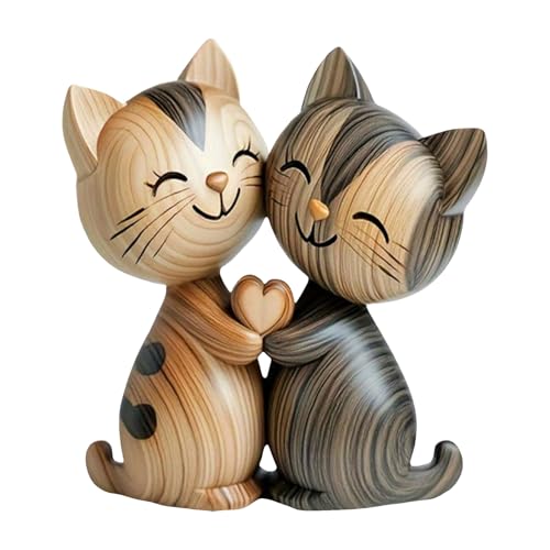Escultura de madera de un gato, decoración de salón, 2D, plana, decoración de escritorio, gatos de madera natural, figura de gato como decoración minimalista de escritorio, para sala de estar