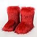 Faux Fur Boots for Women Winter Fuzzy Fluffy Comfy Warm Mid Calf Snow Boots Round Toe Suede Fashion Furry Y2k Shoes Fur Lined Booties Comfortable Outdoor Indoor Flat Shoes