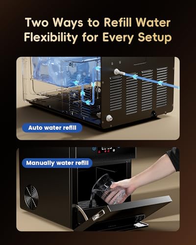 ecozy 2" Clear Ice Ball Maker with CrystalFlux Technology, 4 pcs in 40 Mins, 144 pcs/Day, Sphere Ice Maker with Automatic Water Supply, Self-Cleaning, Enhanced Insulation for Whiskey & Bourbon