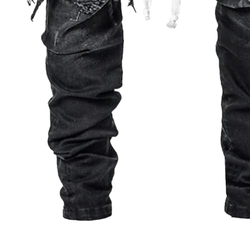 Men's Drawstring Waist Ripped Jeans Casual Outdoor Cotton Jeans Pants Distressed Cargo Denim Pant 6
