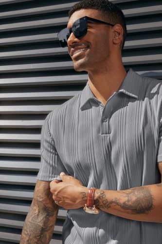 Image of PJ PAUL JONES Mens Polo Shirts Short Sleeve Textured Knit Polos