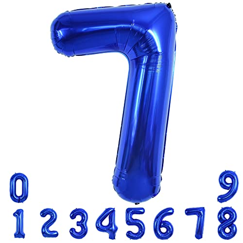 Image of TONIFUL 40 Inch Navy Blue Number 7 Balloons Large Foil 7th Birthday Decor