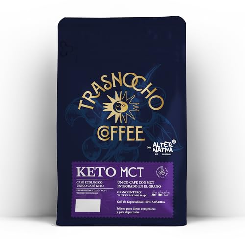 Café Keto en Grano Trasnocho con MCT – Keto Coffee Premium 100% Arábica Orgánico, Energía Cetonica Limpia, 200g