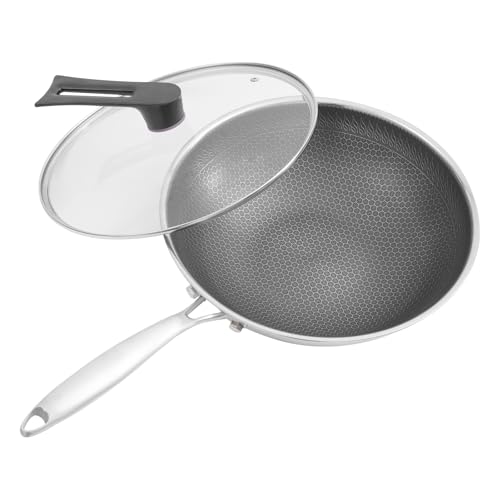 Wok de acero inoxidable con tapa de vidrio templado miniatura 1