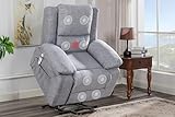 BUNBUNCHAKO Electric Power Recliner Chair with Massage for Elderly,Remote Control Multi-function Lifting, Timing, Cushion Heating Chair with Side Pocket Light Grey