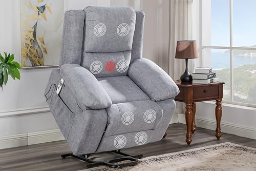 Kaimei Electric Power Lift Chair with Massage & Heat for Elderly, Recliner with Remote Control, Timing Function, Gray