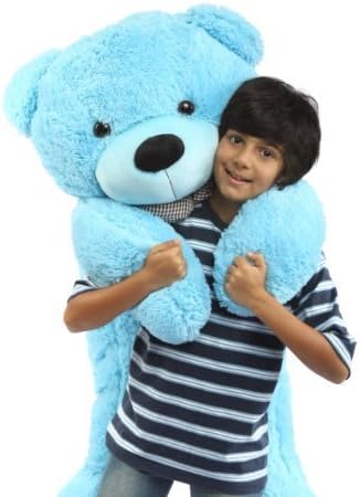 MSFI Soft Push Stuffed Jumbo Teddy Bear Height 3 feet in Blue Color All Occasions Including Mother's Day Father's Day Birthdays Proposals Engagements Anniversaries Weddings