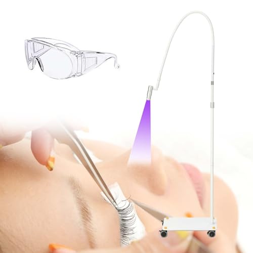 LáMpara Uv Para Extensiones De PestañAs - LáMpara PortáTil De 5 W, Con Pedal, Foco Ajustable, Cuello De Cisne Flexible, Tres Colores Ajustables.,White