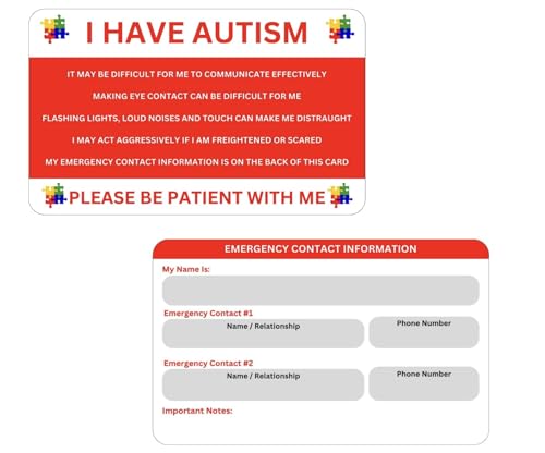 Autism Awareness Wallet Cards with Emergency Contact Information, 5 Pack