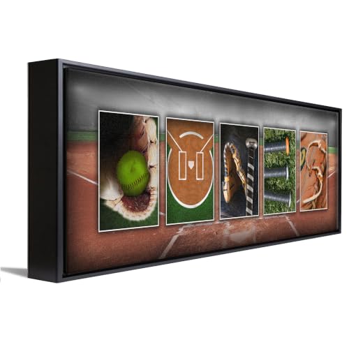 SOFTBALL Custom Photo Name Art | Premium Stretched Canvas | 30”x10"