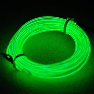 Neon Glowing Strobing Electroluminescent Wire /El Wire + 3 Mode Battery Controller, Green 9ft