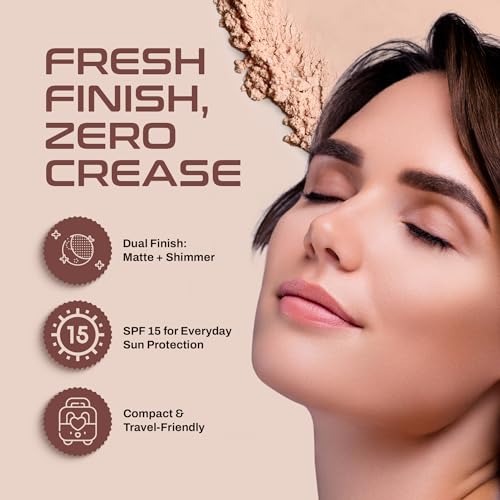 Image of Colors Queen 2-in-1 Oil Control Compact Powder with SPF-15 - 03 Beige, 20g | Long Lasting & Lightweight | Matte Compact Powder for Face Makeup with Free Applicator Puff