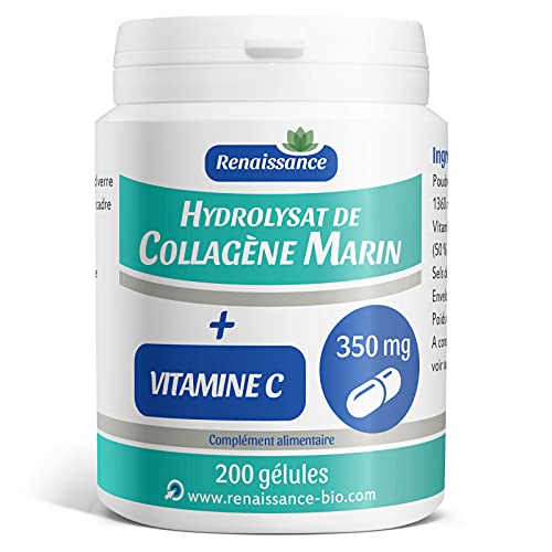 Collagène Marin (Hydrolysat) 350mg + Vitamine C - 200 Gélules Cover