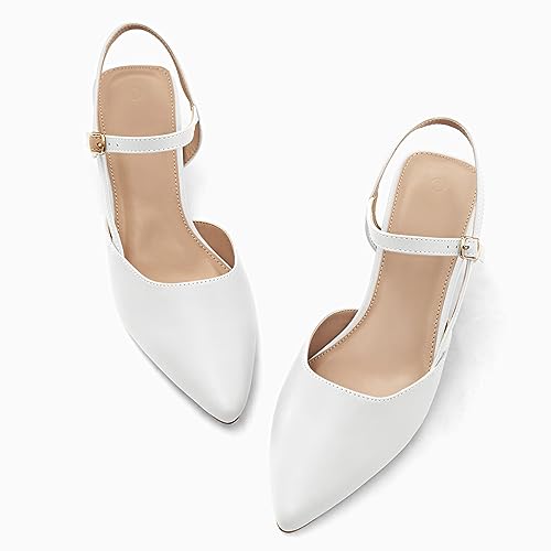 Coutgo Women's Slingback Chunky Low Heels Closed Pointed Toe Heel Wedding Party Dress Pumps Shoes4