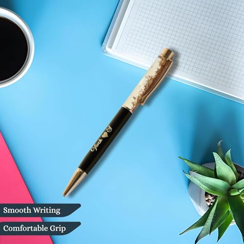 Image of Personalized Pen with Name Engraved I Metal Classy Customized Roller Ball Pens I Comfortable to Hold & Write I Gift for Men & Women Birthday Corporate Gifting (Gold Flake Pen)
