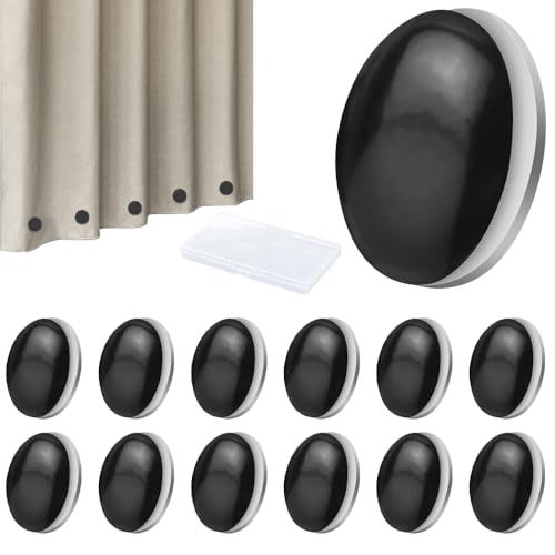 WZHHDM Shower Curtain Weights, 12 Pcs Magnetic Shower Curtain Weights, Outdoor Curtain Liner Magnets for Drapery Tablecloth Flag Outdoor Curtain Liner (Black)
