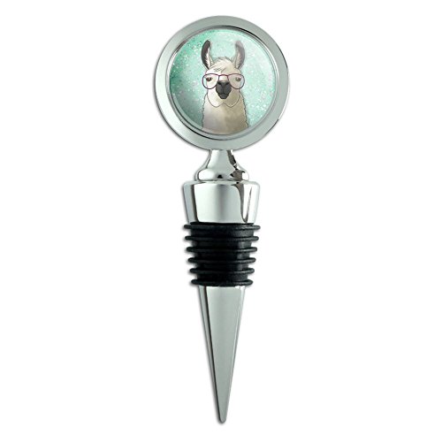 Hip Llama with Glasses Wine Bottle Stopper