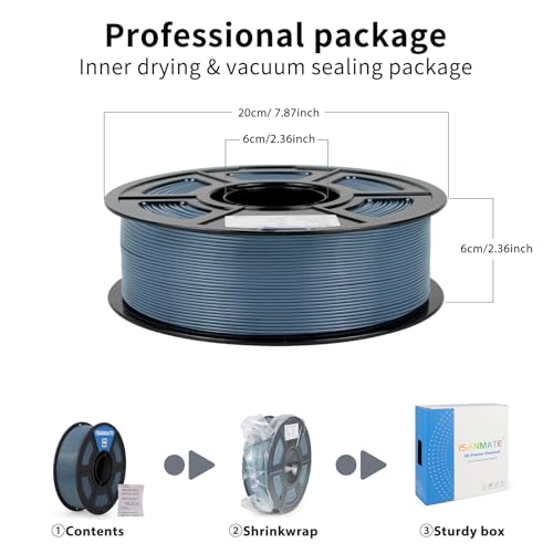 Image of iSANMATE ASA Filament 1.75mm Bluish-Grey 1KG, UV & Weather Resistant 3D Printer Filament Perfect for Outdoor Functional Parts, Dimensional Accuracy + /- 0.02mm, 1kg Spool (2.2lbs)