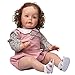 YIHANGG 60CM Reborn Toddler Niña 3 Meses Tamaño Bebé Recién Nacido Pintura Detallada A Mano Tono De Piel En 3D Arraigado Cabello Castaño Rizado Muñecas Reborn - Juguete para Niños Playmate