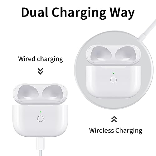 Custodia di Ricarica Wireless per ios Pods 3, Custodia di Ricarica Portatile Sostitutiva con Pulsante di Sincronizzazione per Accoppiamento Bluetooth, Batteria Integrata da 620