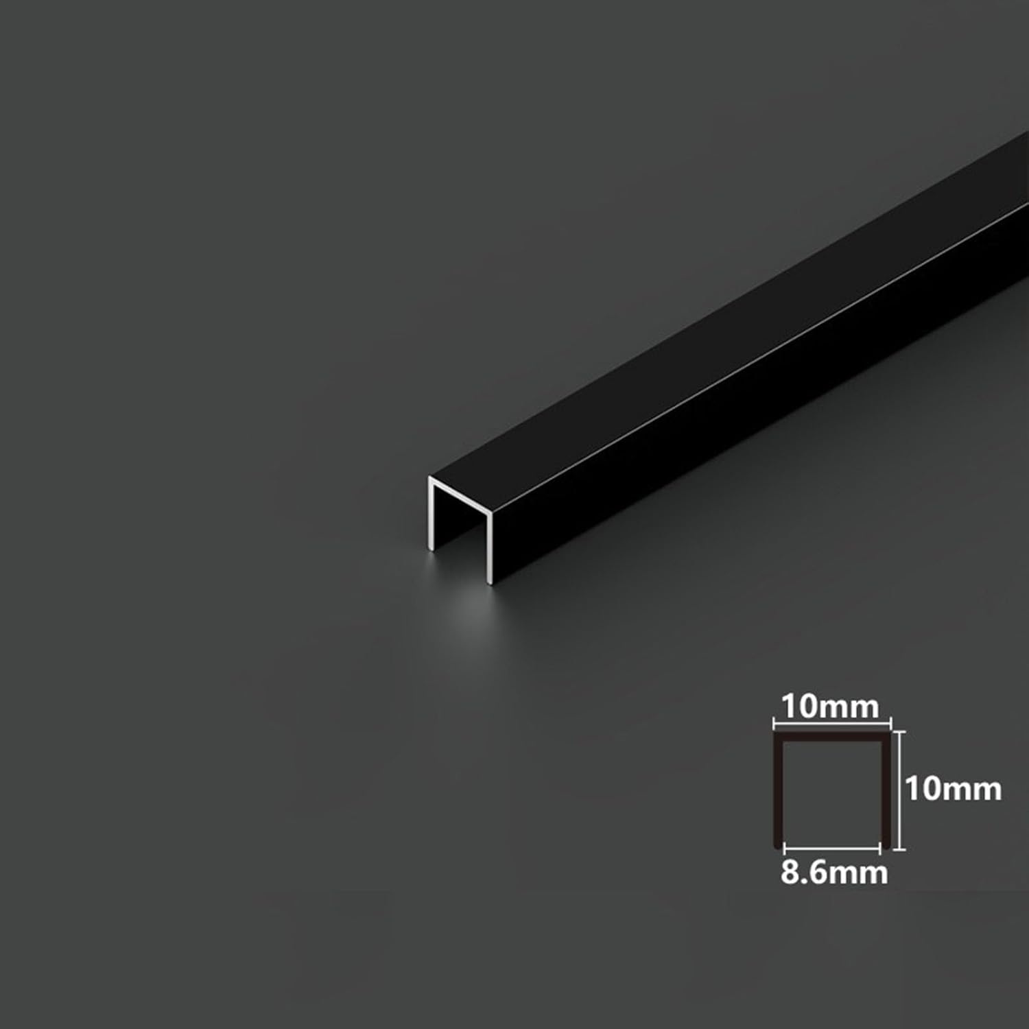 Matte Black Finish Aluminum U Channel for Wall Molding Trim, Decorative Trim Framing, Joint Cover Strip, 8Pcs W 10mm H 10mm x 2.5m Long Total 20 Meters 65.62 ft Aluminum C Channel, Waterproof