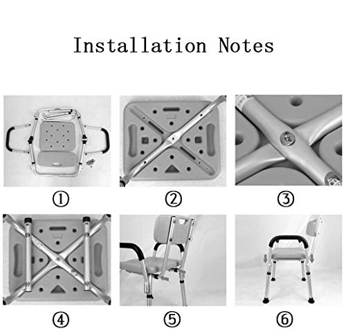 Chaise de douche en aluminium avec tabouret de bain réglable - 6
