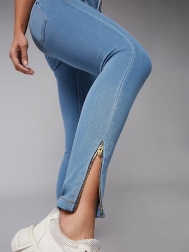 Image of Dolce Crudo Women's Skinny High Rise Bleached Cropped Stretchable Denim Jeans