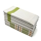 Lincoln & Palm Natural Cotton Tea Towels, 27 x 19, Set of 6 Herringbone Kitchen Dish Towels, Flour Sack Flat Woven for Drying Dishes, Hands, or Bread Proofing, Striped, Patterned Designs (Green)