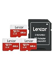 Lexar Micro SD 64 GB, Scheda Micro SD fino a 100 MB/sec(R), Scheda di Memoria microSDXC con Adattatore SD, A1, U3, C10, V30, Micro SD Card Confezione da 3