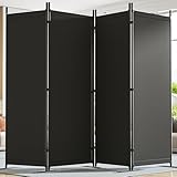 Yettsoy Room Divider 6FT Tall Folding Privacy Partition Screen, 88'' W Portable Wall Divider for Room Separation, Freestanding 4 Panel Room Divider Panel Privacy Screen for Dorm Studio Office, Black