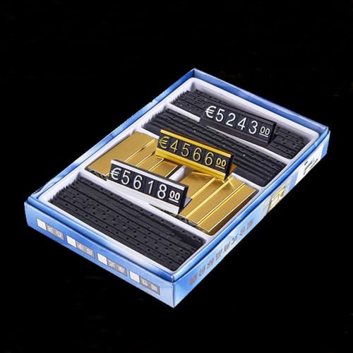 Pewihyer 16 Sets Preisanzeige, Thekenständer, verstellbares Preisschild mit Aluminium-Basis für Schmuck, Dollar-Preisanzeige, Würfel-Block-Set für Einzelhandel (Gold)