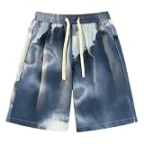 Generisch Sport Shorts Herren Kurz Herren-Shorts, lässige Jeans-Shorts mit Taschen, Übergröße Männer Kurz Lockere Shorts (Dark Blue, XXXL)