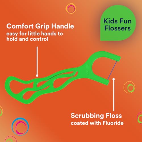 Image of DenTek Fun Flossers - Kids Floss Picks with Wild Fruit Flavor, 90 Count (Pack of 2)
