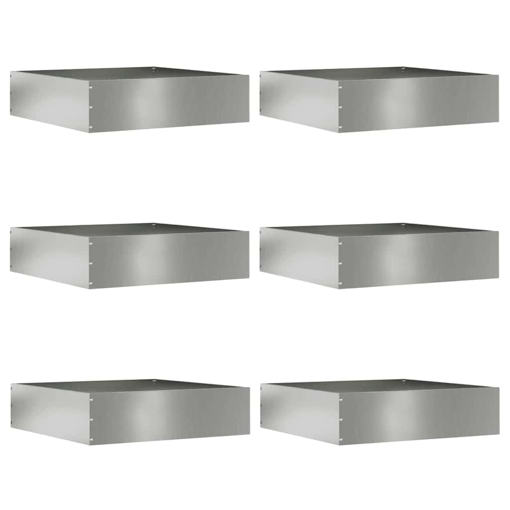 Lot de 6 bordures de pelouse carrées en acier galvanisé - 50 x 50 x 13 cm - Bordure de pelouse robuste pour jardin et chemins - Montage facile avec tournevis