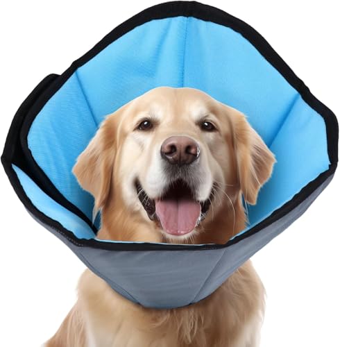Image of Dog Cone Collar for Dogs After Surgery Extra Long, Adjustable Comfy Dog Elizabethan Pet Collar Cone for Large Dogs Anti-Lick Protective Wound