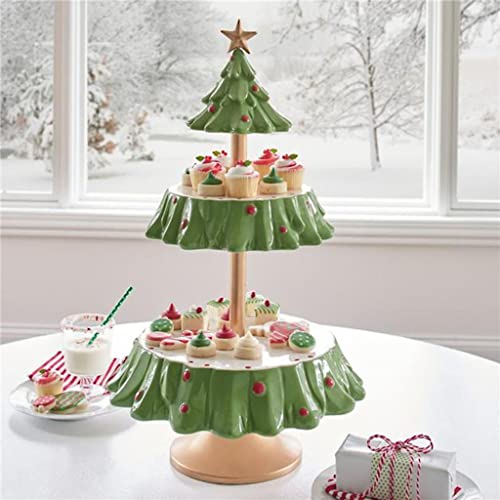 Harilla Resin Christmas Tree Cake Stand Tableware Candy Plate Double Layer Dessert Decor For Weddings Parties Holidays Festivals #TOP7