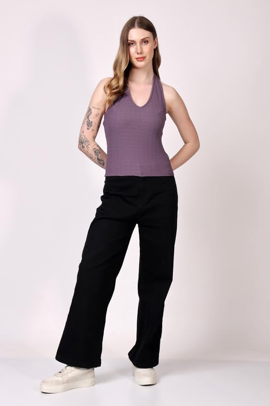 Image of London Hills Women's Cotton Slim Fit Tank Top Halter Neck Tops Stylish | Backless Tops | Halter Neck Top | Backless Tank Tops