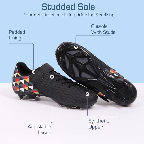 Soccer Cleats for Kids & Youth | Lightweight Football Shoes for Firm Ground | Durable Girls & Boys Soccer Cleats with Non-Slip Sole | Comfortable Soccer Boots | Unisex Size 11-62