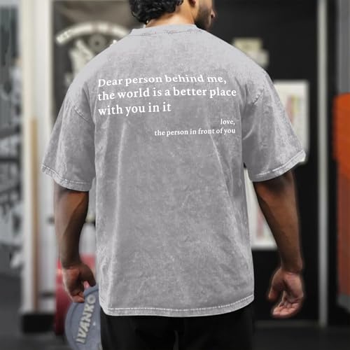 Image of Dear Person Behind Me Shirt You are Enough Tshirts for Men Oversized Inspirational Positive Tees Vintage Graphic Tops