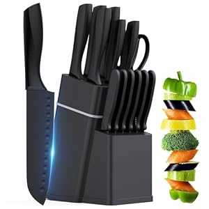 Kitchen-Knife-Set-with-Block-15-Pieces-Knife-Sets-with-Built-in-Sharpener-Dishwasher-Safe-Stainless-Steel-Blades-Kitchen-Knives Kitchen Knife Set with Block - 15 Pieces Knife Sets with Built-in Sharpener, Dishwasher Safe, Stainless Steel Blades Kitchen Knives