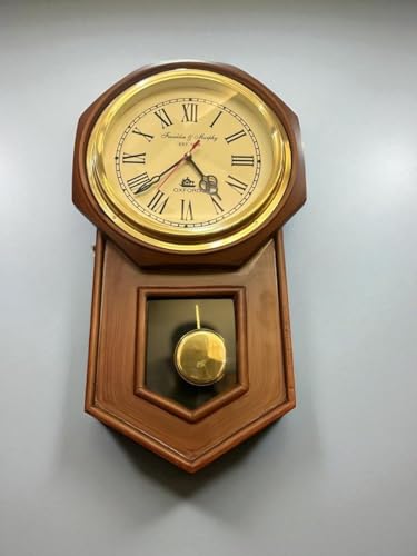 Image of N G T Station Clock Vintage Wooden Wall Clock with Pendulum - Antique Victorian Style, Silent Quartz Movement, Roman Numerals, Decorative Home & Office Clock
