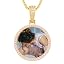 0485 Gold pink diamond pendant & franco chain