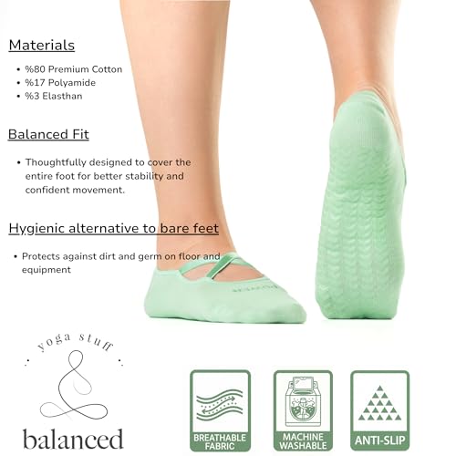 Image of Pilates Socks for Women, Non-Slip Grip Yoga Socks with Grips for Barre, Studio & Home Workouts