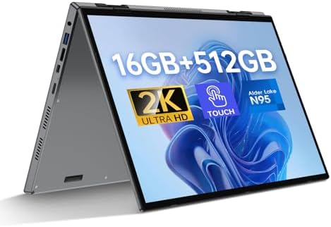 Laptop 2 em 1 com tela sensível ao toque 2 em 1 de 2025, tela 2K,...