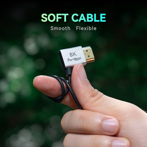 Image of Portkeys 8K Ultra Thin HDMI Cable 2.5mm Diameter, A Slim Soft Cable 48Gbps Ultra High Speed HDMI 2.1 Cord 8K@60Hz, 4K@120Hz for Monitor, PS5, Xbox, PC, HDTV (A to D, 1m+30cm)